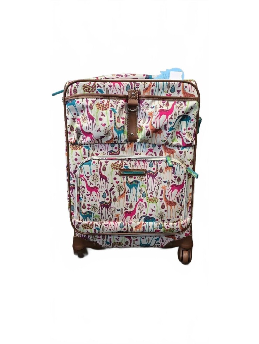 Lily Bloom Giraffe Print Lightweight Rolling Suitcase 20" with Telescopic Handle